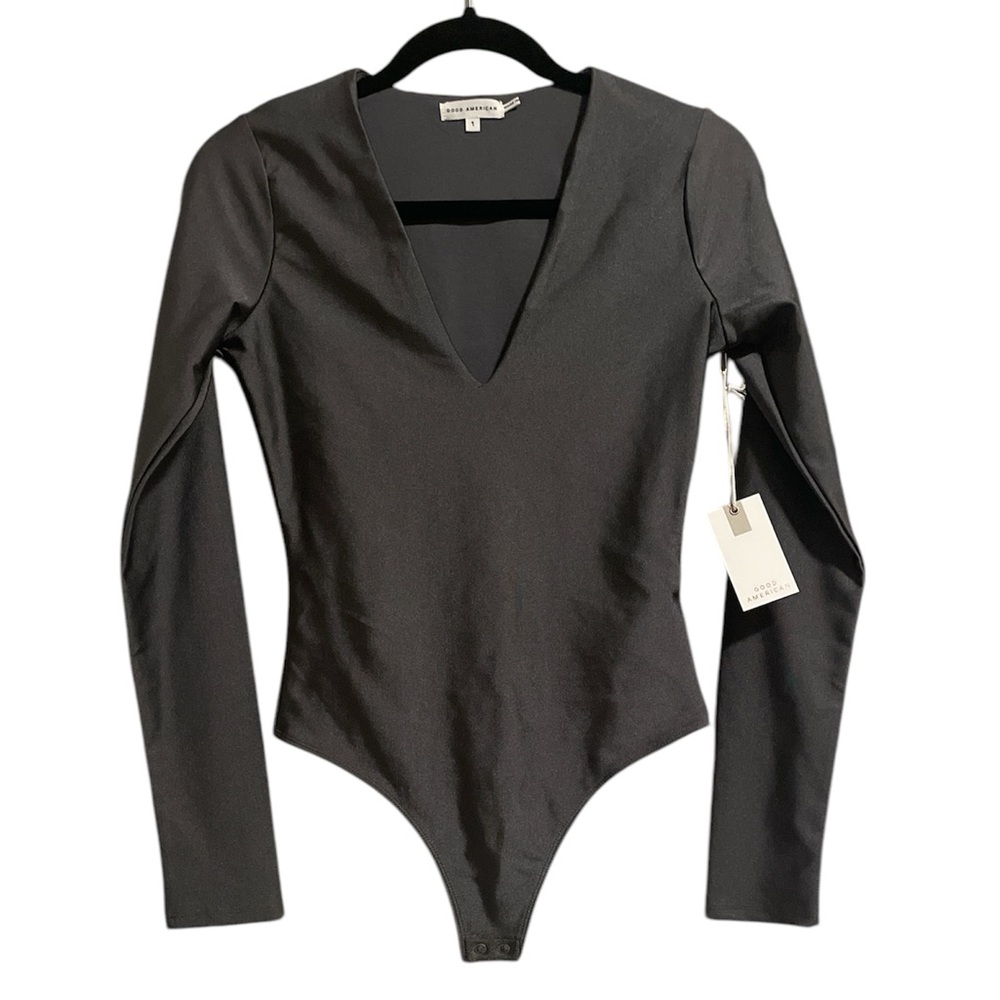 NWT Good American Disco High Shine Compression Bodysuit Chrome Size 1 Small - Picture 3 of 7